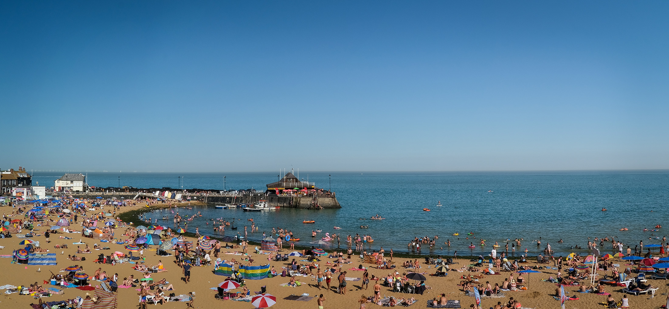 crowded beach panorama